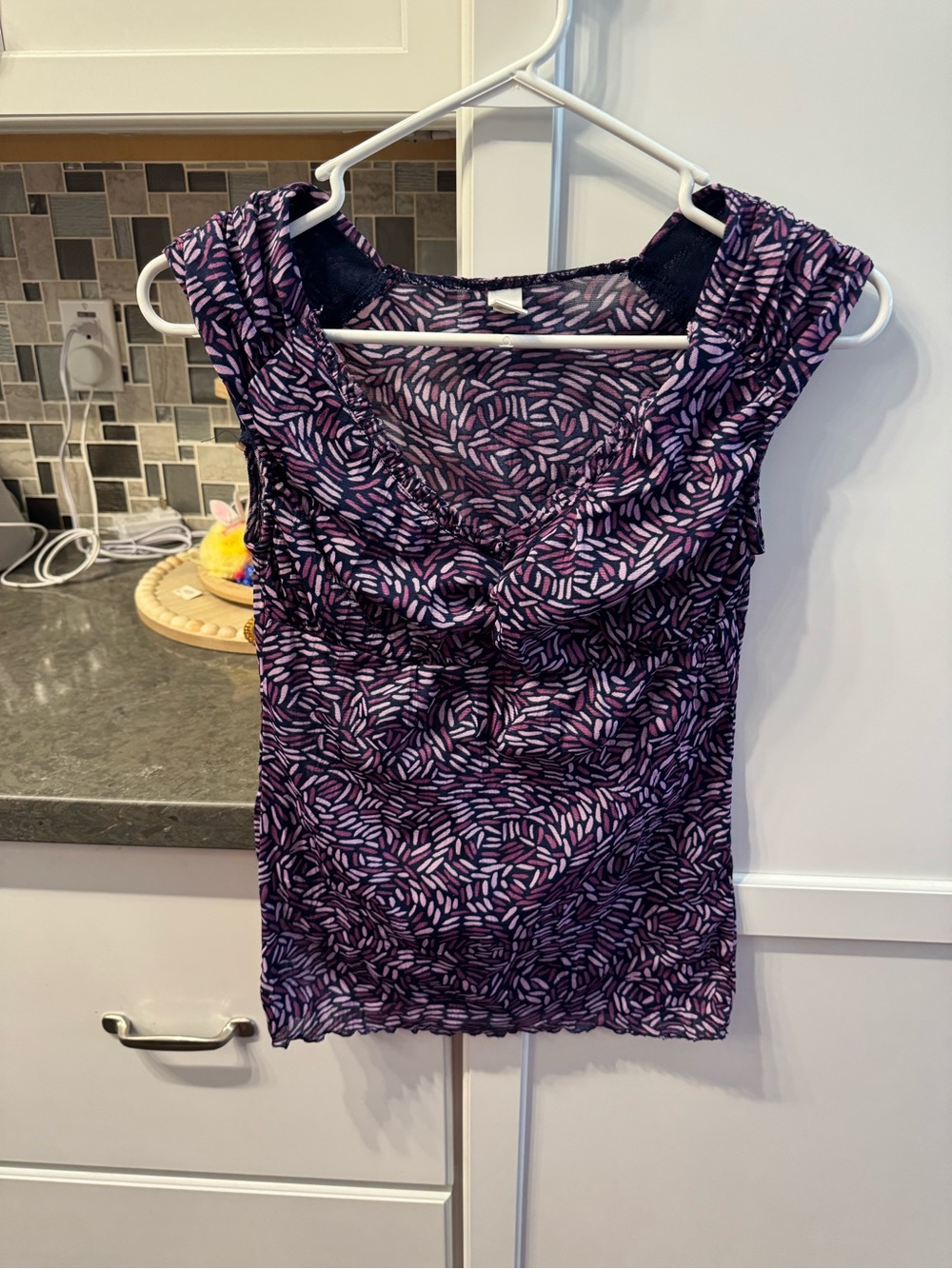 Merona Purple Patterned Ruffle Neck Camisole